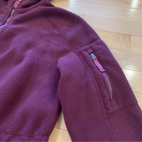 Lands End women’s size small 6-8 merlot purple fleece jacket hooded cozy coat - Picture 4 of 10